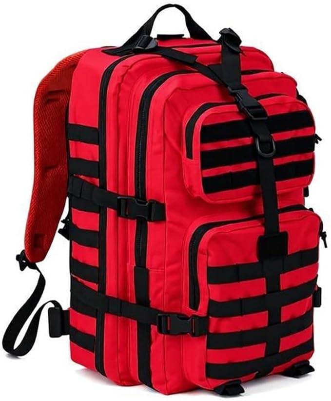 REEBOW GEAR Military Tactical Backpack for Men Large Army 3 Day Assault Pack Molle Bag Backpacks (Red-black)