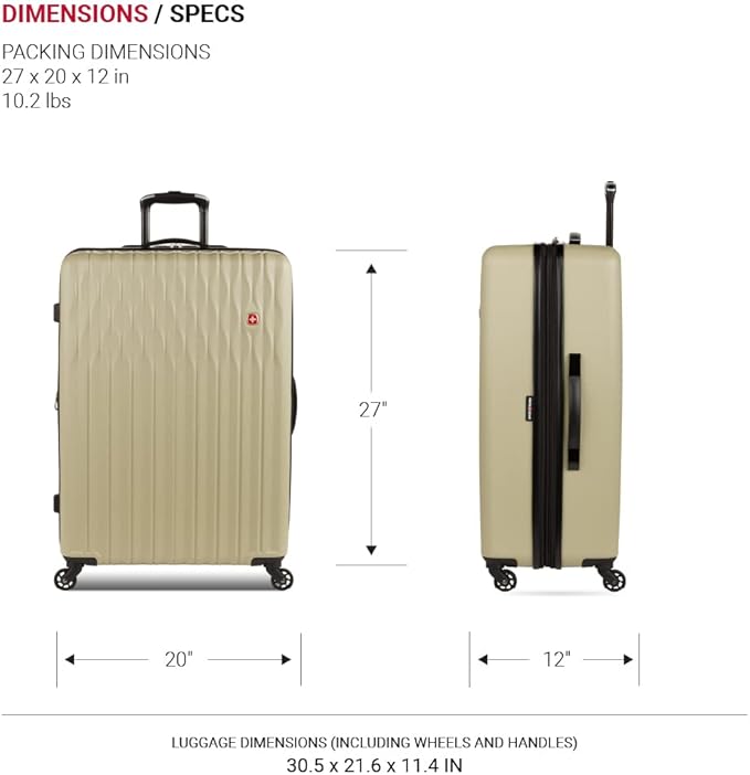 SwissGear 8018 Expandable Luggage, Hard Shell Large Luggage with Spinner Wheels