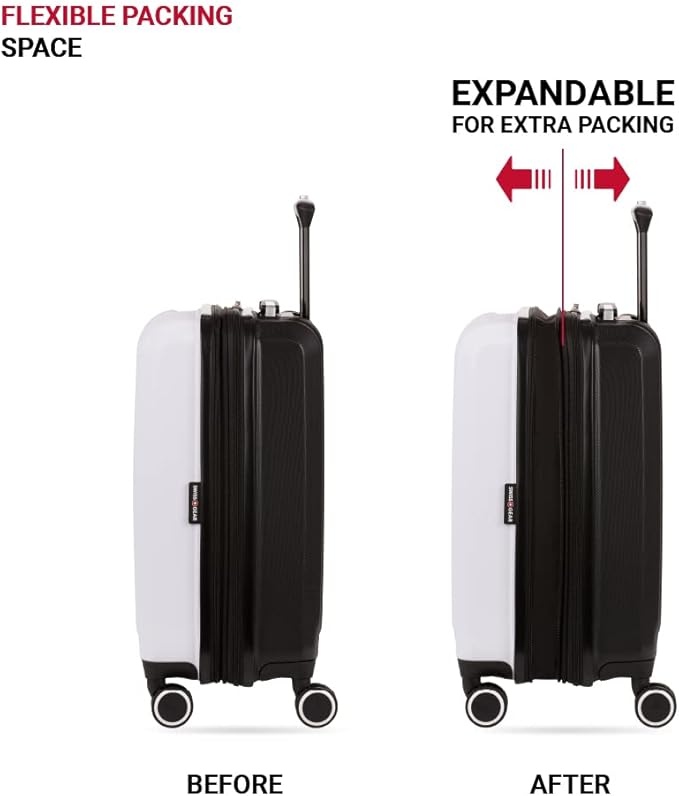 SwissGear Duet Expandable Luggage, Hard Shell Carry-On Luggage with Spinner Wheels