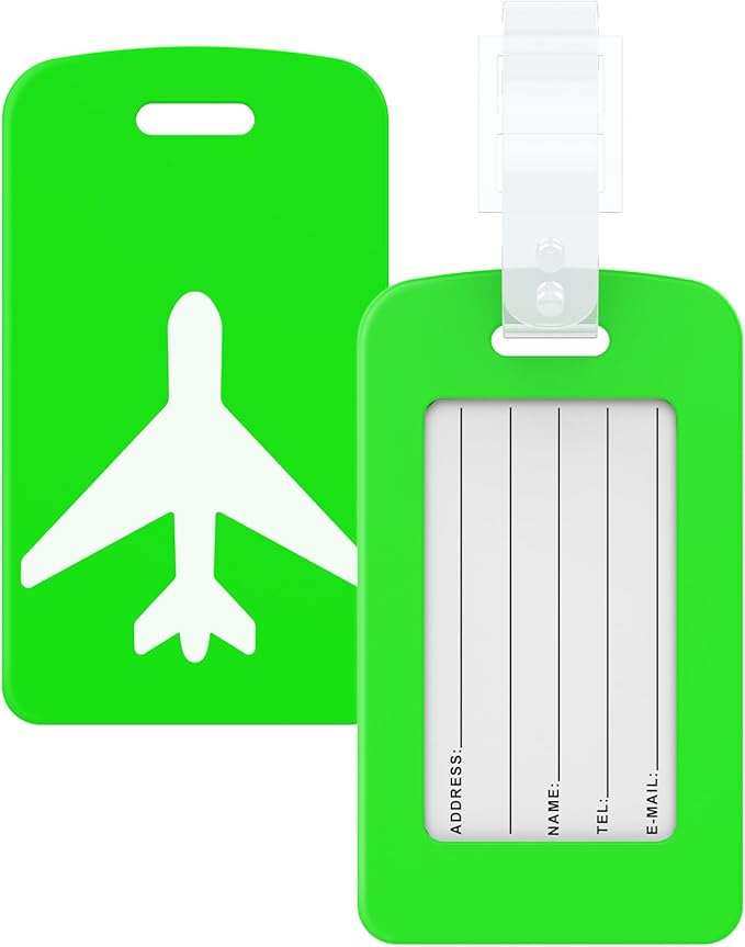 2 Pack Silicone Luggage Tag with Name ID Card Perfect to Quickly Spot Luggage Suitcase, TSA Approved, Luggage Identifiers for Suitcases and Bags, Privacy Protection Travel Suitcase Tags