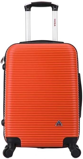 InUSA ROYAL Hardside Luggage with Ergonomic Handles | Spacious Travel Suitcase with Four Spinner Wheels and Studs | 20 Inch Hardside Carry-On Spinner Luggage | Orange