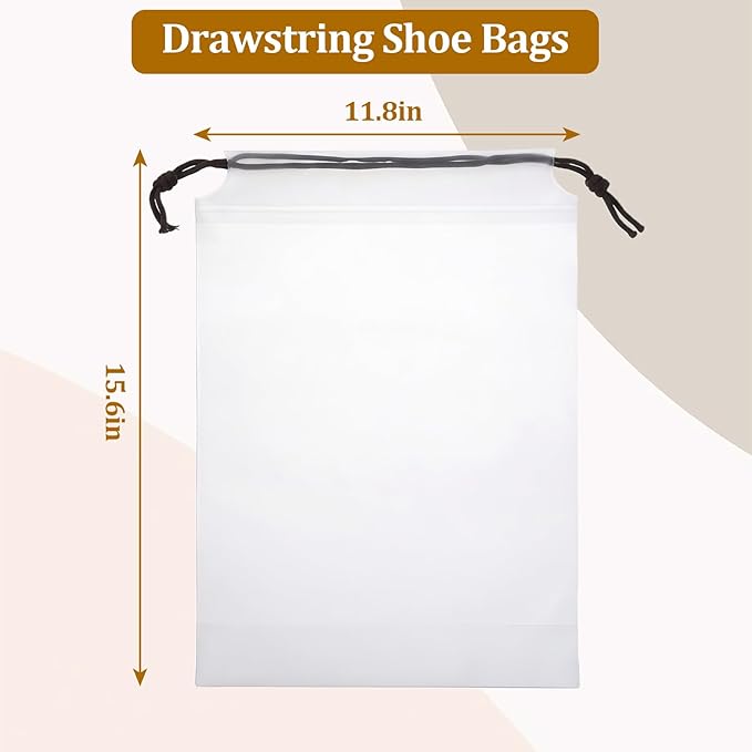 Drawstring Shoe Bags Shoe Bags for Packing, Storage Reusable Waterproof Shoe Organizers for Sneakers & Clothes, Translucent Travel Bags for Men Women (16 Pack)