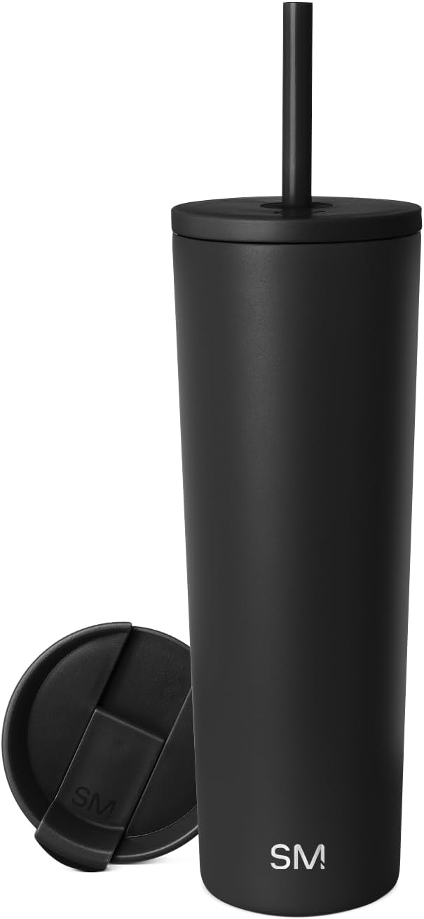 Simple Modern Classic Tumbler with Straw Lid | Insulated Iced Coffee Cup Reusable Stainless Steel Water Bottle Travel Mug | Gifts for Women Men Her Him | 28oz | Midnight Black