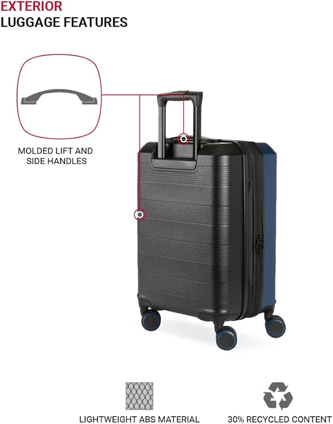 SwissGear Duet Hardside Expandable Luggage with Spinner Wheels, Navy/Black, 3-Piece Set (19/24/28)