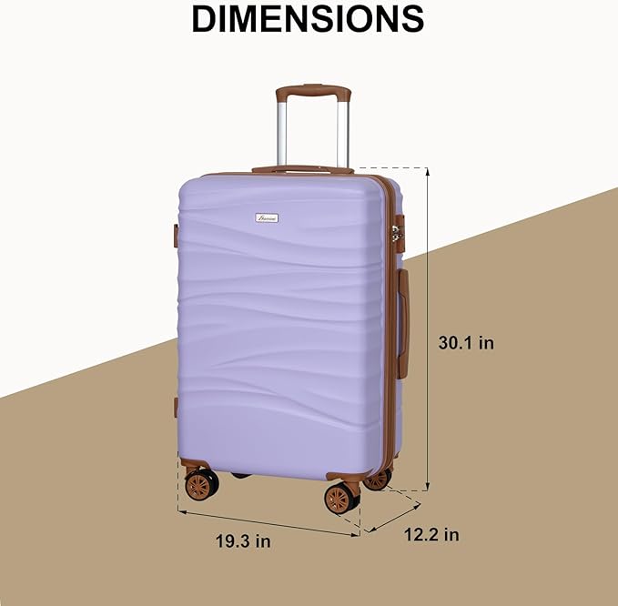 Romswi 30" Expandable Hardside Checked Luggage, Large Checked Suitcase with Dual Spinner Wheels, Up to 20% More Space, Hardshell, YKK Zipper Purple