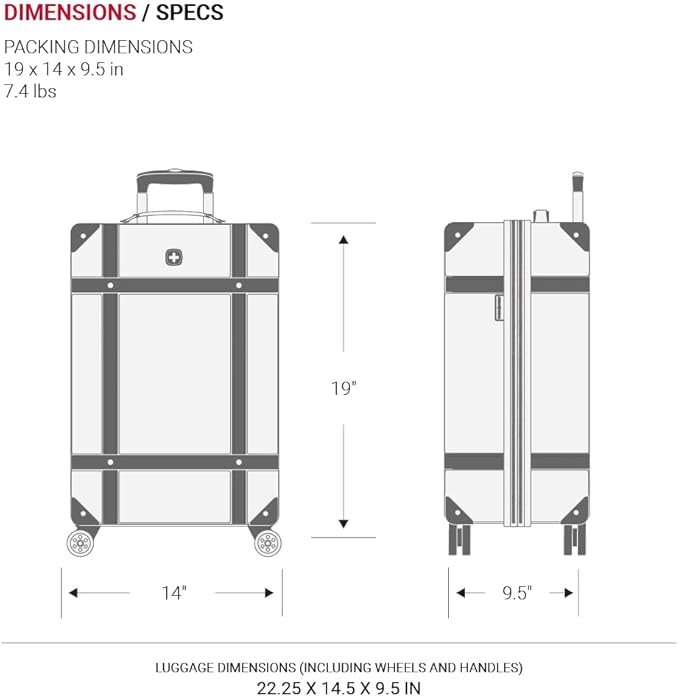 SwissGear 7739 Hardside Luggage Trunk with Spinner Wheels, Black, Carry-On 19-Inch