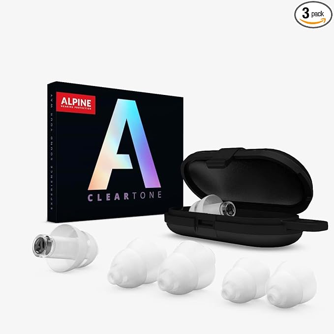 Alpine ClearTone Reusable Earplugs for Noise Reduction – 21dB High Fidelity Concert Ear Plugs for Music, Work & Noise Sensitivity – Soft, Comfortable, S/M/L