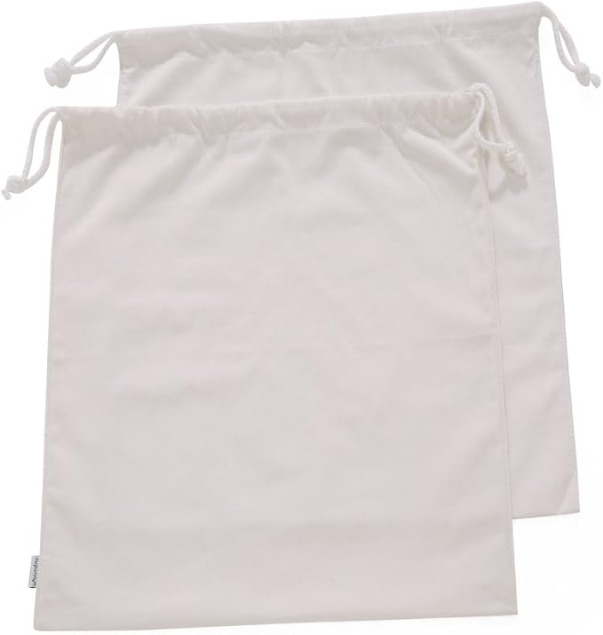 100% Cotton Canvas Travel Laundry Bag, 2-Pack