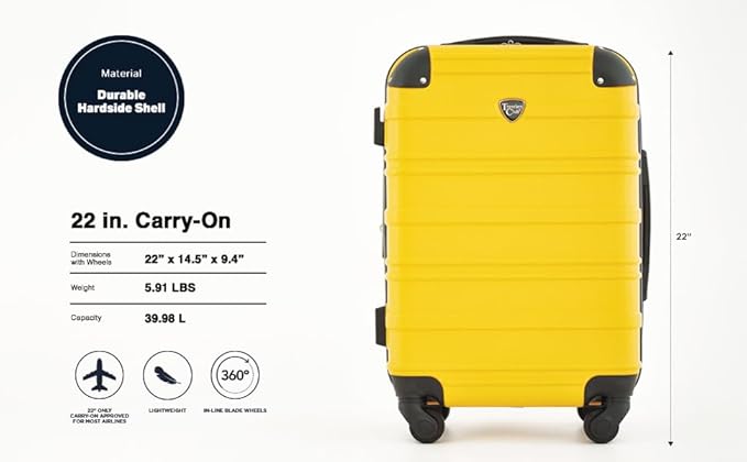 Travelers Club Phoenix Luggage, Gold Rod, 22-Inch Carry-On