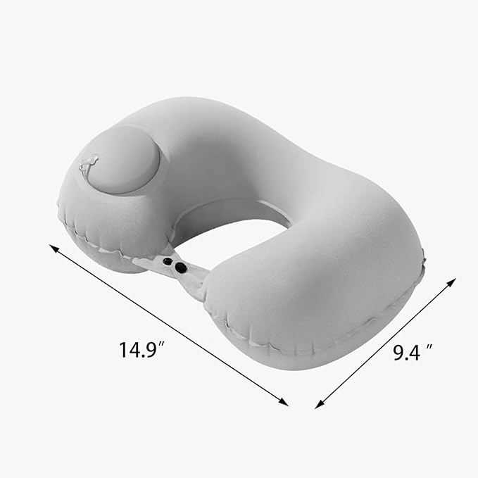 Portable Inflatable Neck Pillow for Travel - Quick-Inflate Airplane Pillow, Compact Adjustable Support for Flights Cars Trains