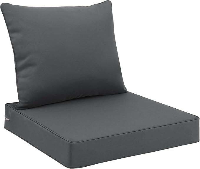 Favoyard Outdoor Seat Cushion Set 22 x 24 Inch Waterproof & Fade Resistant Patio Furniture Cushions with Removable Cover Deep Seat & Back Cushion with Tie Straps for Chair Sofa Couch