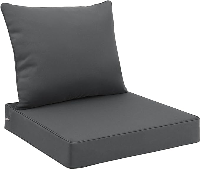 Favoyard Outdoor Seat Cushion Set 24 x 24 Inch Waterproof & Fade Resistant Patio Furniture Cushions with Removable Cover Deep Seat & Back Cushion with Tie Straps for Chair Sofa Couch