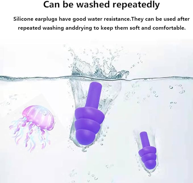 Earplugs for Sleeping Noise Cancelling, Reusable Ear Plugs– Super Soft, Silicone Ear Plug, for Sleeping 8 Pairs, Swimming, Snoring, Concerts, Work, Noisy Places (8 Colors)