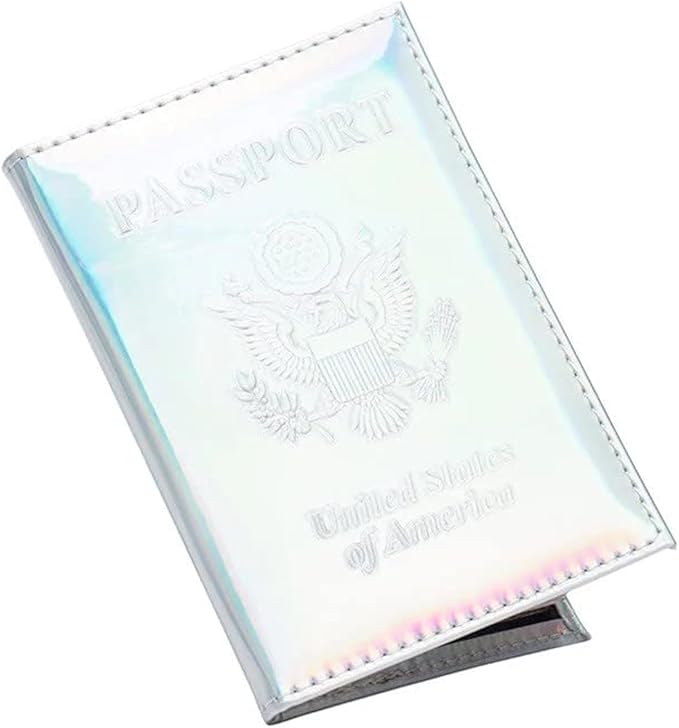 Chrome Passport Cover Vaccine Card Holder Combo, Passport Holder with Vaccine Card Slot (Silver)