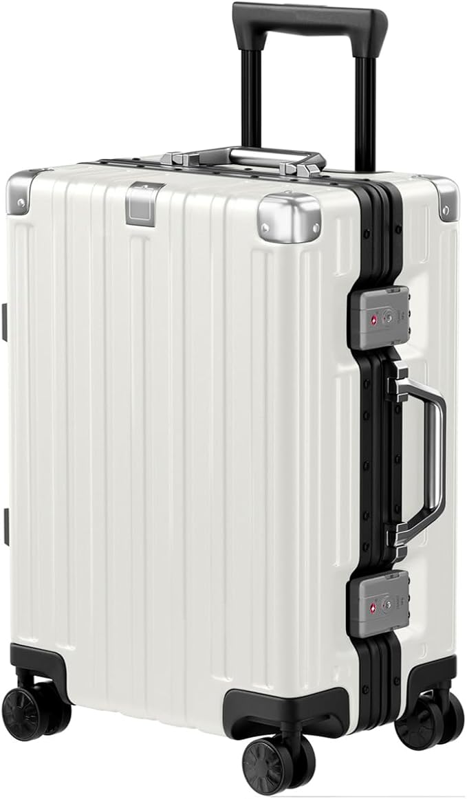 Krute Carry On Luggage 20 inch Aluminum Frame Luggage with Spinner Wheels Hardshell No Zipper PC+ABS TSA Lock Zipperless Suitcases