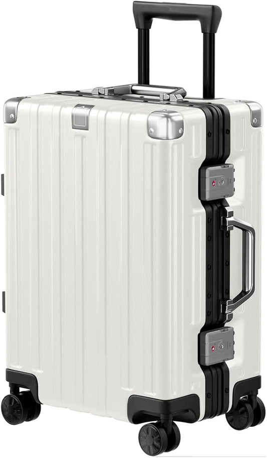 Krute Carry On Luggage 20 inch Aluminum Frame Luggage with Spinner Wheels Hardshell No Zipper PC+ABS TSA Lock Zipperless Suitcases