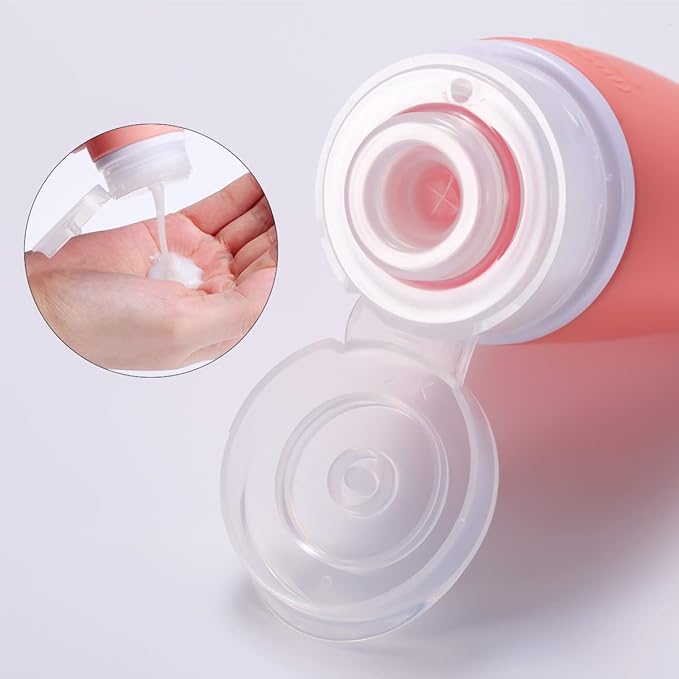 Leak Proof Silicone Travel Bottles,4 Pack 2oz Liquid Squeezable Refillable Portable Travel Accessories/Cosmetic Containers,BPA Free,Travel Size Bottles for Toiletries Shampoo Conditioner Lotion