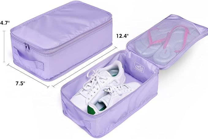 Travel Shoe Bags, Foldable Waterproof Shoe Pouches Organizer-Double Layer (6 Purple Shoe Bags)
