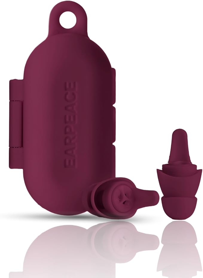 EARPEACE Everyday Noise Control & Noise Reduction Ear Plugs - High-Fidelity Earplugs, Comfortable & Reusable Earplugs for Travel, Sleep, Work, Snoring Blocking, Includes Carrying Case - Sugared Berry