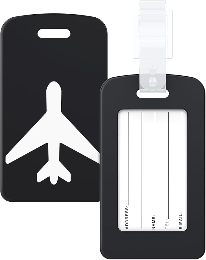 2 Pack Silicone Luggage Tag with Name ID Card Perfect to Quickly Spot Luggage Suitcase, TSA Approved, Luggage Identifiers for Suitcases and Bags, Privacy Protection Travel Suitcase Tags