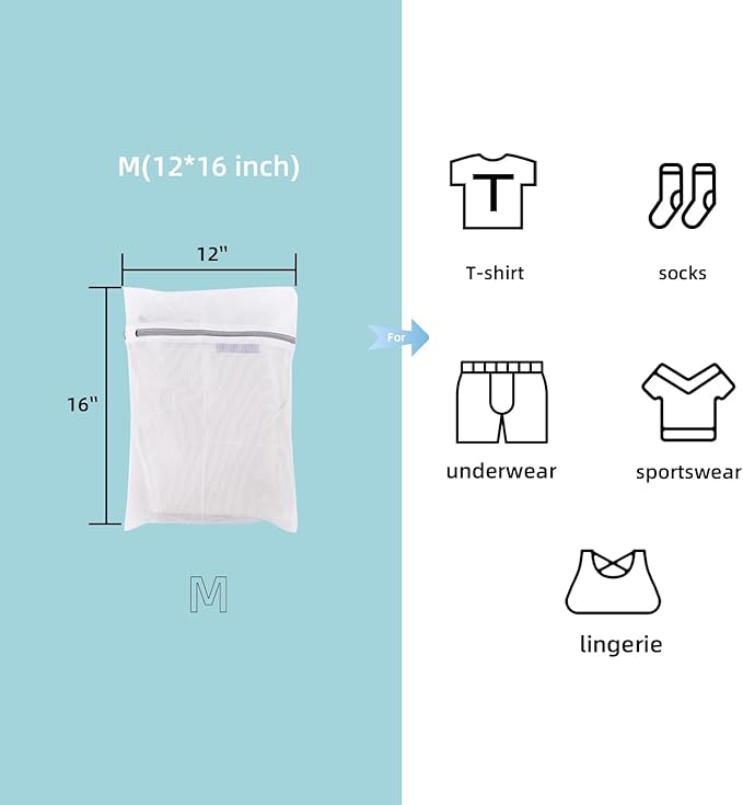 GOGOODA Mesh Laundry Bags for Delicates Durable Protective Wash Bags Travel Storage Bags for Intimates Lingerie, 3PCS（3M）
