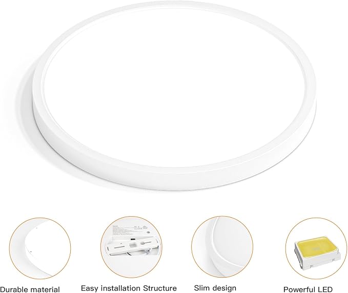 TALOYA Dimmable Flush Mount Ceiling Light,10Inch,20W,5CCT | LED Ceiling Light Fixture for Bedroom,Kitchen,Living Room,White