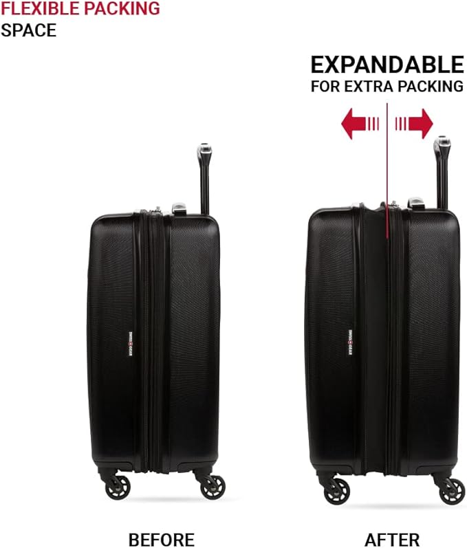 SwissGear 8018 Expandable Luggage, Hard Shell Carry-On Luggage with Spinner Wheels