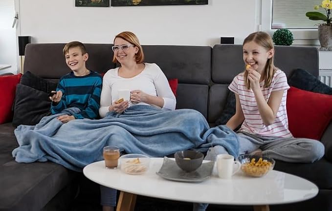 Soft Queen Size Blanket for All Season Warm Fuzzy Microplush Lightweight Thermal Fleece Summer Autumn Fall Winter Spring Blankets for Queen Full Bed Couch Sofa,90x90 Inches,Washed Blue