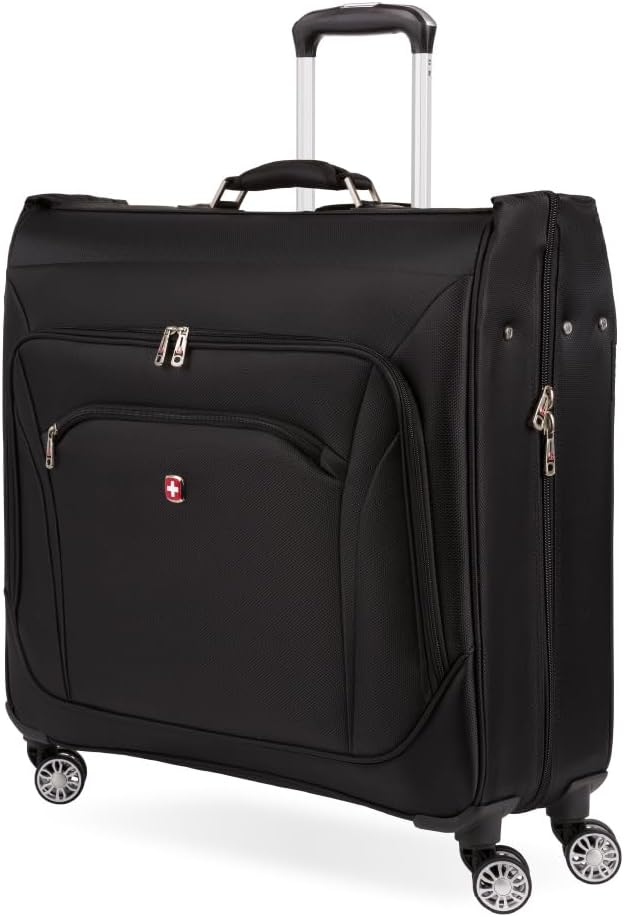 SwissGear 7895 Premium Garment Bag with Spinner Wheels, Amazon Exclusive, Bonus Hanging Feature, 24-Inch Luggage - Black