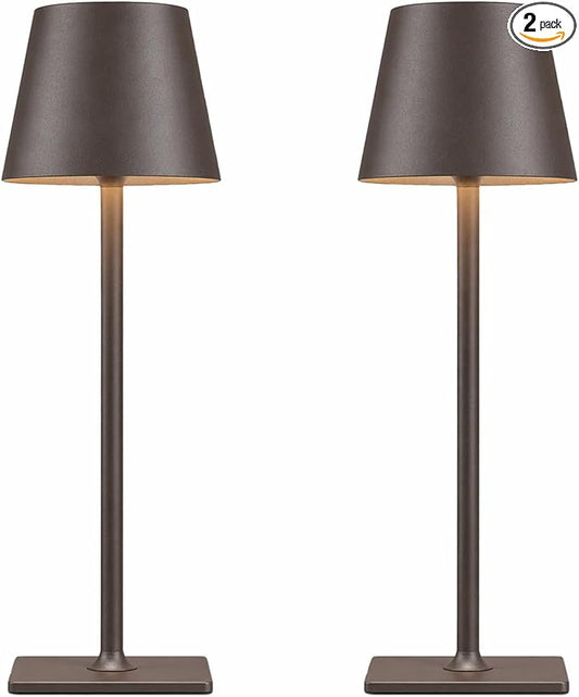 Yogaret Cordless Table lamp Brown 2pack for Restaurant Home Dinner Dining Kitchen Outdoor Patio,Waterproof & Portable