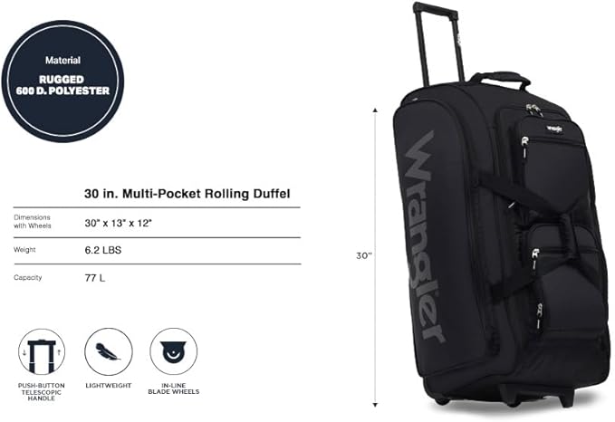 Wrangler Wesley Rolling Duffel Bag