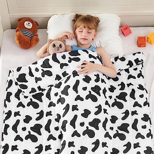 yescool Cow Print Weighted Blanket 10 Pounds Twin Cooling Weighted Lap Blanket, Heavy Blanket, Comfortable Weighted Throw Blanket Gifts for 80-110lbs, 40"x60"