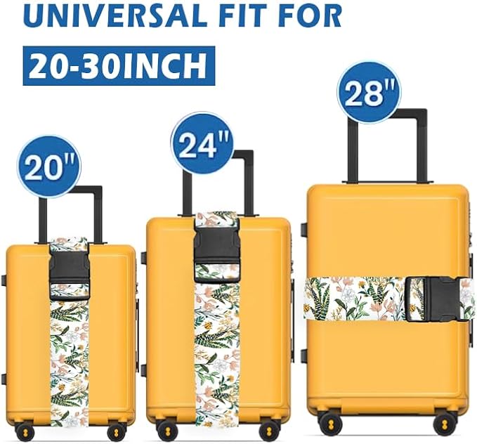 Luggage Straps for Suitcases Travel Belt Accessories, Cute Suitcase Strap, Adjustable Luggage Belt Strap, Heavy Duty with Quick-Release Buckle Luggage Strap Beautiful Flowers