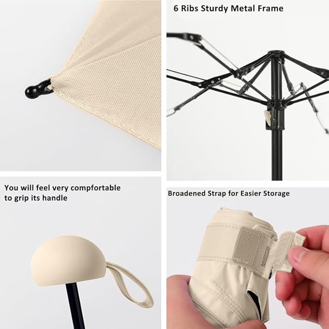 BAODINI Travel Essentials Mini Umbrella for Purse With Case Small Compact UV Sun Protection Lightweight Tiny Pocket Manual Open Close Umbrella for Women Kids and Men Fits Purse Backpack