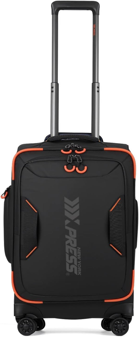 22" Luggage, Softside Suitcase w/Double Spinner Wheels, Waterproof,Lightweight Rolling Suitcases for Men/Women（Black,22in）