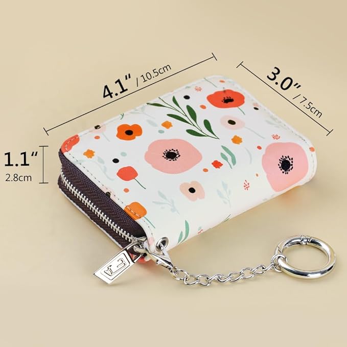 FurArt Zipper Wallet Women, RFID Blocking Credit Card Wallet, Business Card Holder, Compact Size KeyChain Wallet