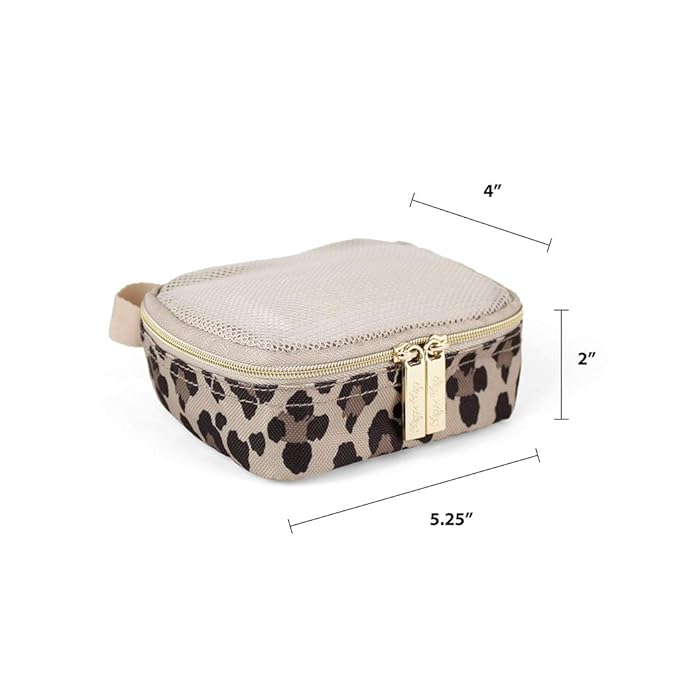 Itzy Ritzy Packing Cubes For Travel – Set of 3 Packing Cubes or Travel Organizers – Each Cube Features a Mesh Top, Double Zippers and a Fabric Handle (Leopard)