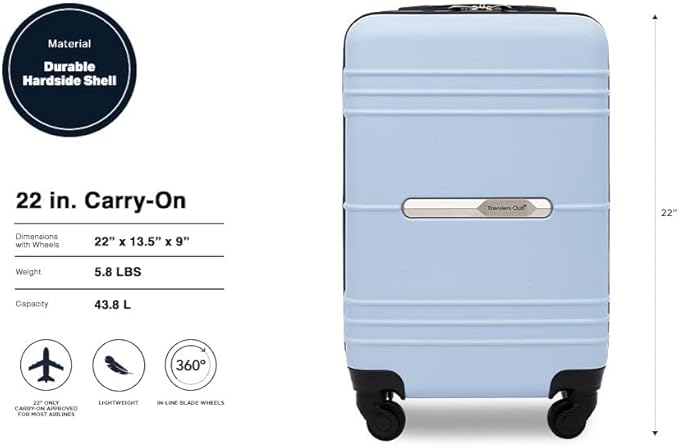 Travelers Club 22" Richmond Spinner Carry-On Luggage, Blue