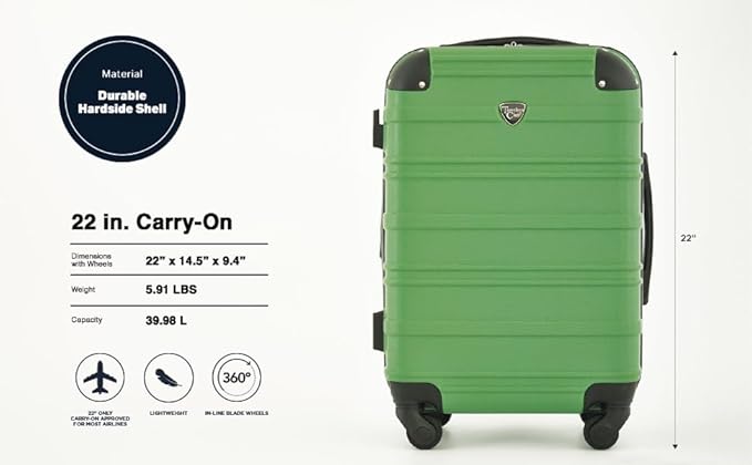 Travelers Club Phoenix Luggage, Willow Bough, 22-Inch Carry-On