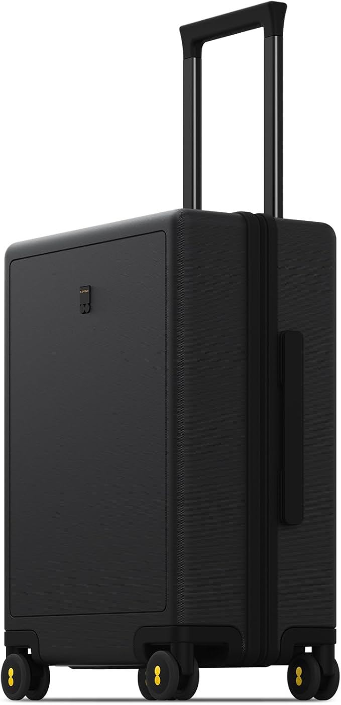 LEVEL8 Carry on Luggage Airline Approved, Small Carry-on Suitcases with Wheels, Lightweight Hardside Luminous Textured with Spinner Wheel, Tsa Lock, 18 Inch, Black