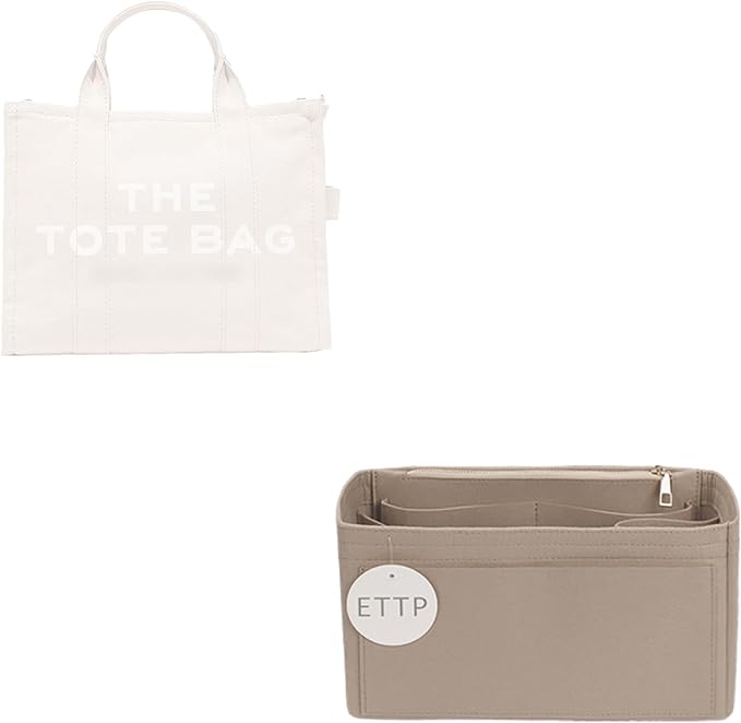 Purse Organizer Insert For Handbags, Tote Bag Organizer Insert, Compatible with MJ Tote and Onthego(X-Large, Beige)