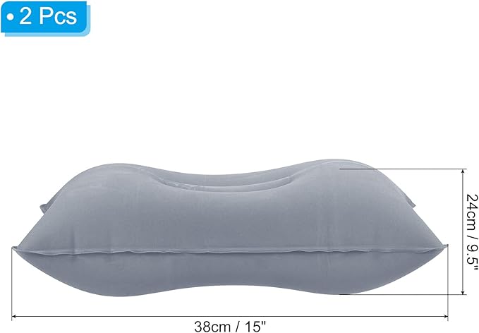 PATIKIL Inflatable Pillow, 2 Pack Squared Ultralight Camping Travel Pillow Desk Rest Neck Support for Hiking Backpacking Office, Gray
