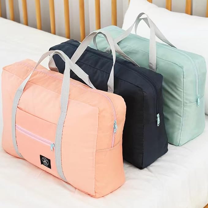2 Pack Foldable Travel Bag Waterproof Travel Duffel Bag,Women Ladies Man Canvas Weekender Bag Overnight Carry-on Tote Duffel in Trolley Handle (Black&Rred)…