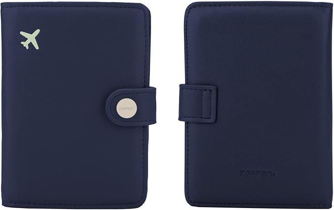 ZOPPEN Passport Holder Women Men, Passport Cover Travel Wallet Rfid Blocking Passport Wallet Cover Case Travel Essentials Document Organizer, Navy Blue