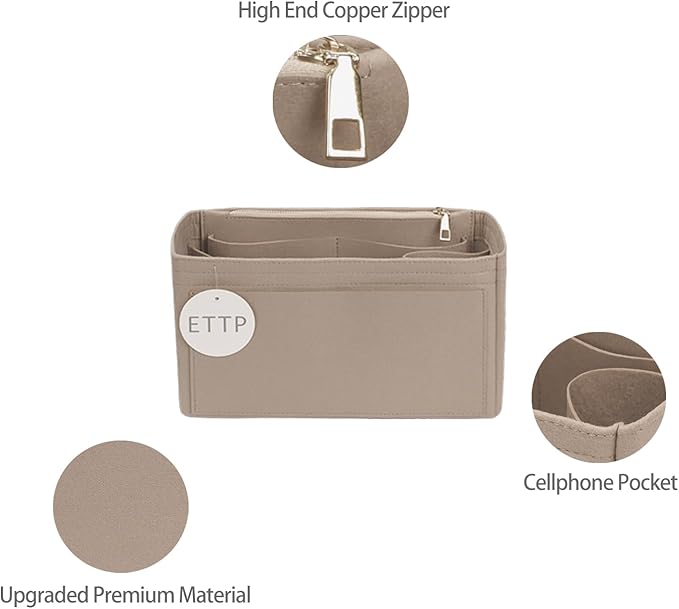 Purse Organizer Insert For Handbags, Tote Bag Organizer Insert, Compatible with MJ Tote and Onthego(X-Large, Beige)