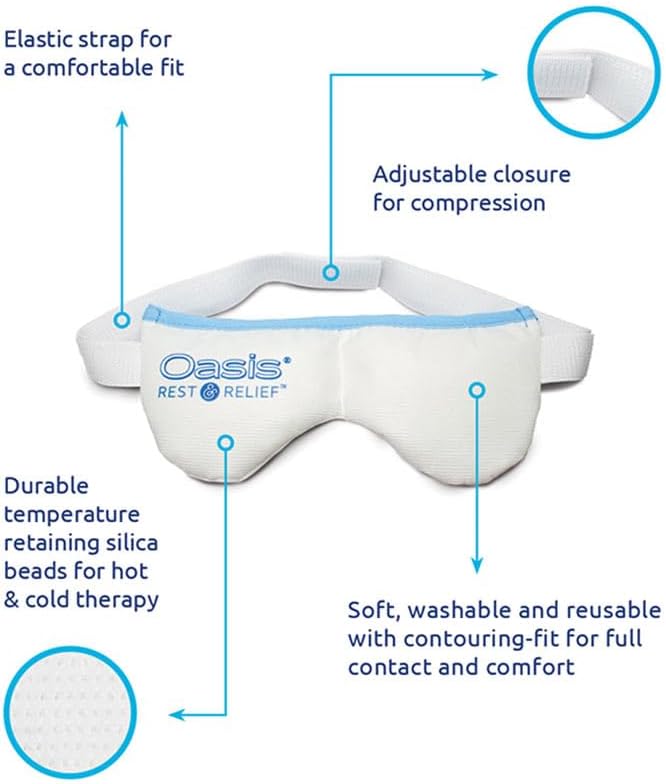 OM8000 - Oasis Rest & Relief® Hot and Cold Therapy Adjustable Eye Mask | Soothing Relief | Compress for Dry Eyes