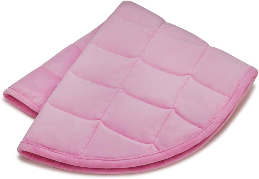 TONGDADA Weighted Lap Blanket 7lbs for Adult,Perfect for Relaxation, Lounging, Napping, Sleeping & Travel,Luxury Minky Weighted Body Blanket,Weighted Throw Blanket-Pink Minky, 29" x 24"