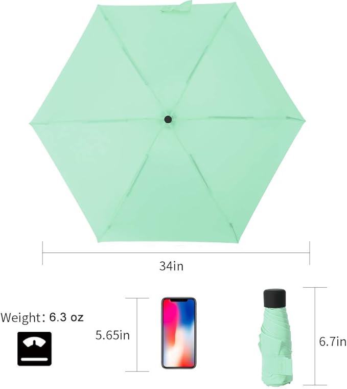 GAOYAING Small Mini Umbrella with Case Light Compact Design Perfect for Travel Lightweight Portable Parasol Outdoor Sun&Rain Umbrellas 34 Inches