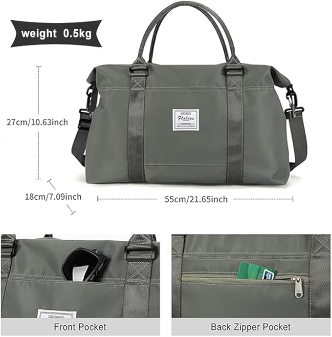 HYC00 Travel Duffel Bag,Carry-on Overnight Weekender Bags for Women,Sports Tote Gym Bag with Wet Pocket