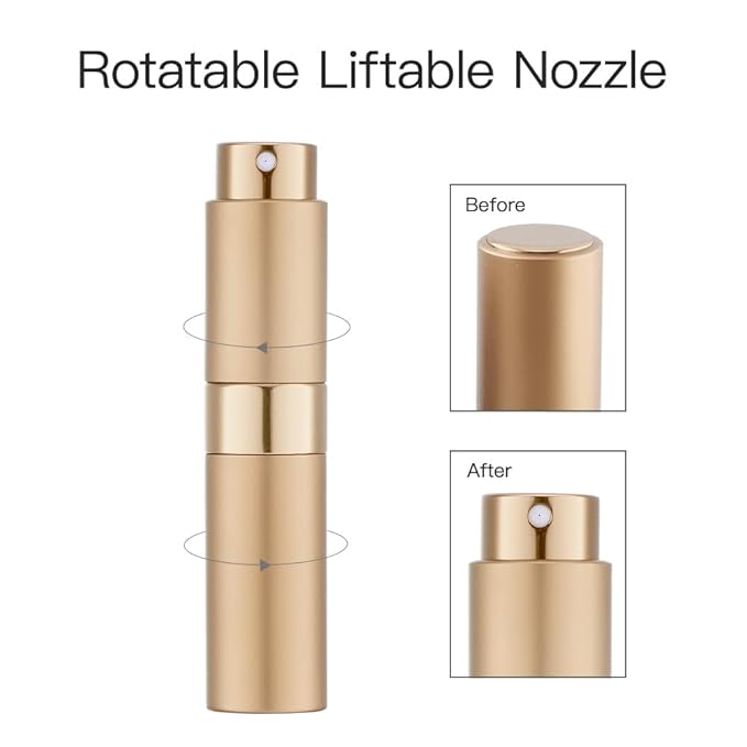 LISAPACK 8ML Atomizer Perfume Spray Bottle for Travel, Empty Refillable Cologne Dispenser, Portable Sprayer (Rose Gold)